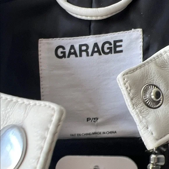 Garage Colorblock Cropped Moto Jacket - White, Black & Burgundy - Picture 5 of 7